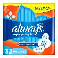 ABSORVENTE ALWAYS SUPER PROTEÇÃO COBERTURA SECA COM ABAS 32 UNIDADES - 1