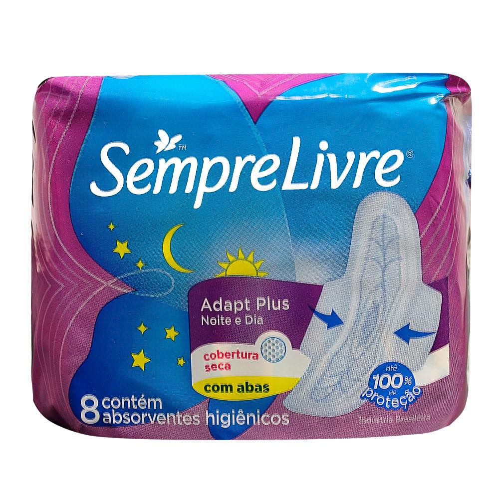 ABSORVENTE SEMPRE LIVRE ADAPT PLUS NOITE E DIA COBERTURA SECA COM ABAS 8 UNIDADES - 1