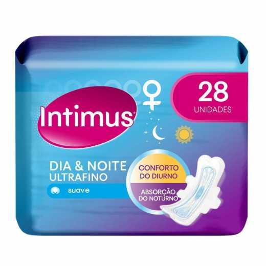ABSORVENTE INTIMUS DIA & NOITE COBERTURA SUAVE COM ABAS COM 28 UNIDADES - 1