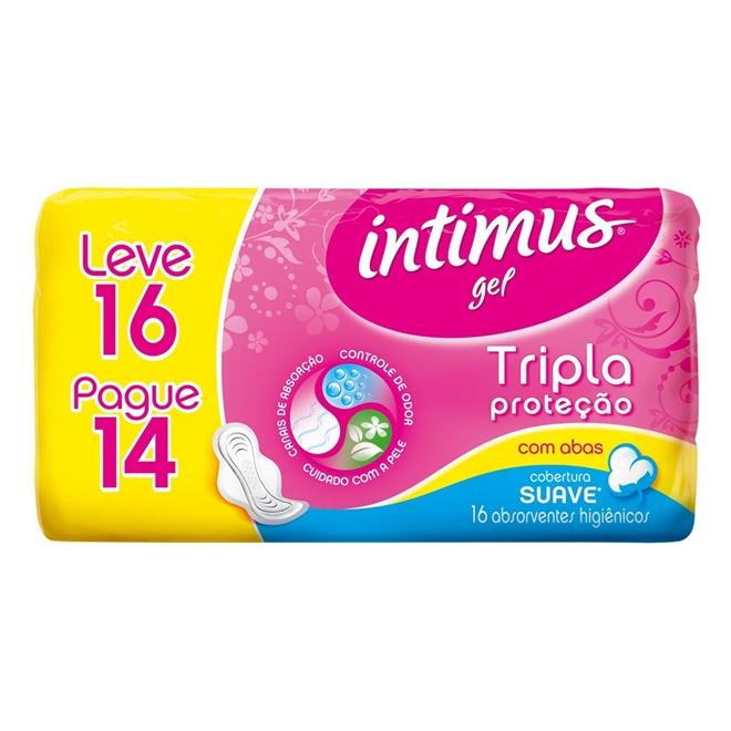 ABSORVENTE INTIMUS TRIPLA PROTEÇÃO COBERTURA SUAVE COM ABAS PAGUE 14 E LEVE 16 UNIDADES - 1