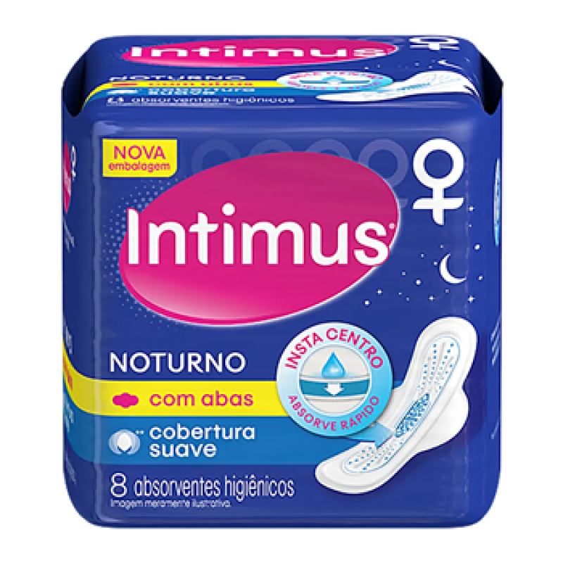 ABSORVENTE INTIMUS NOTURNO COBERTURA SUAVE COM ABAS 8 UNIDADES - 1