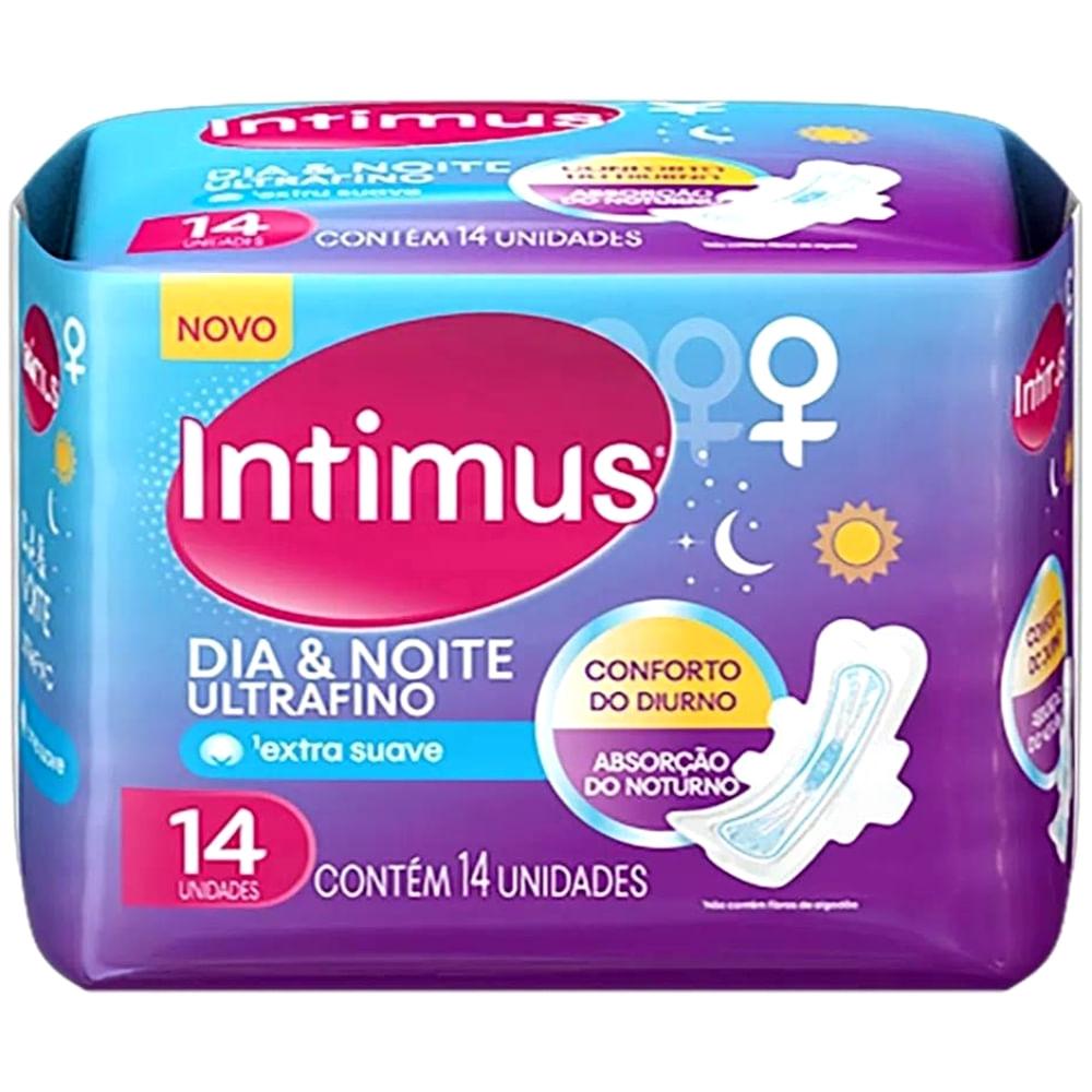 ABSORVENTE INTIMUS DIA E NOITE ULTRAFINO COBERTURA SUAVE COM ABAS 14 UNIDADES - 1