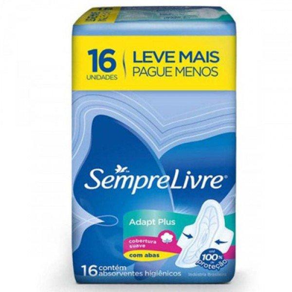 ABSORVENTE SEMPRE LIVRE ADAPT PLUS COBERTURA SUAVE COM ABAS 16 UNIDADES LEVE MAIS PAGUE MENOS - 1