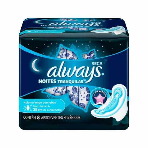 ABSORVENTE ALWAYS NOITES TRANQUILAS COBERTURA SECA COM ABAS 8 UNIDADES - 2