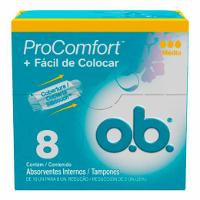 ABSORVENTE INTERNO O.B. PROCOMFORT FLUXO MÉDIO 8 UNIDADES - 1