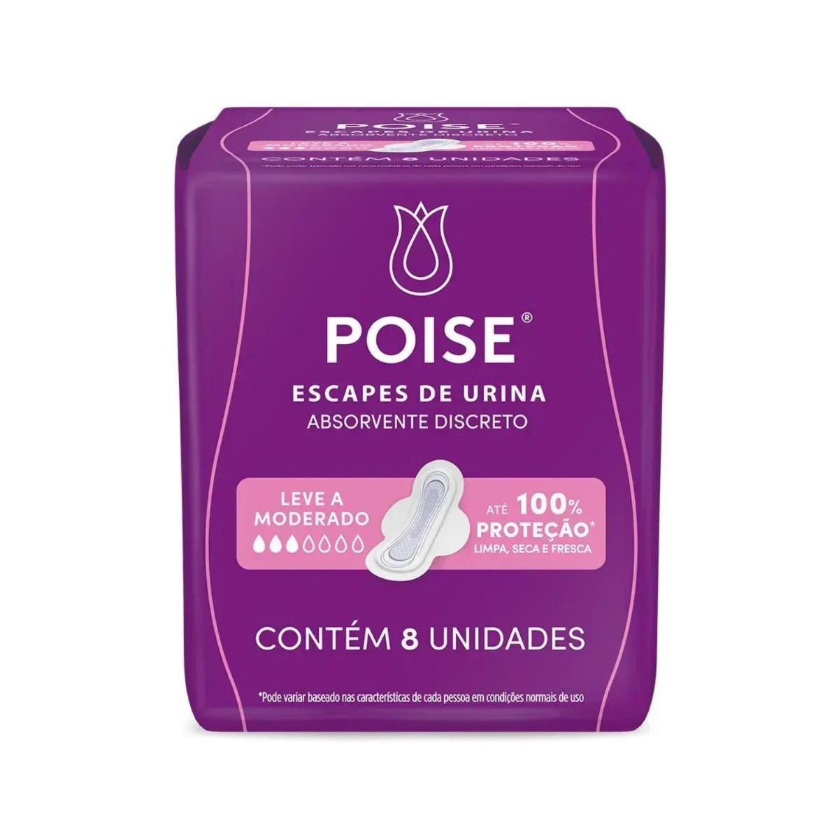 Absorvente Poise Com Abas Proteção Leve/Moderado Com 8 Unidades Discreto - 1