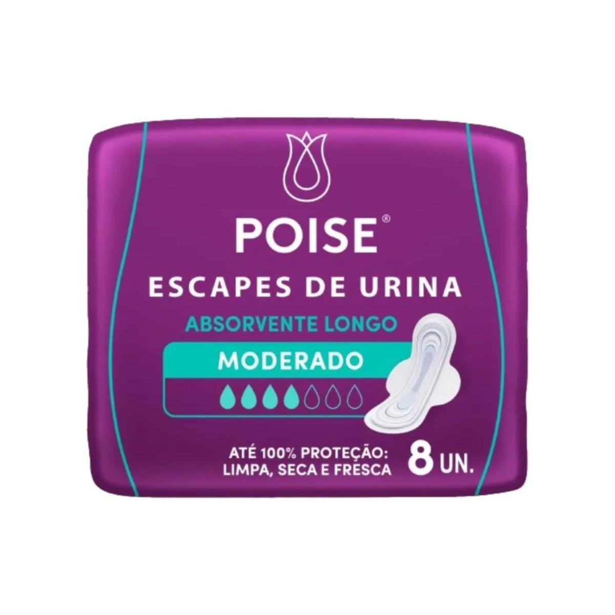 Absorvente Poise Com Abas Moderado Com 8 Unidades Longo - 1