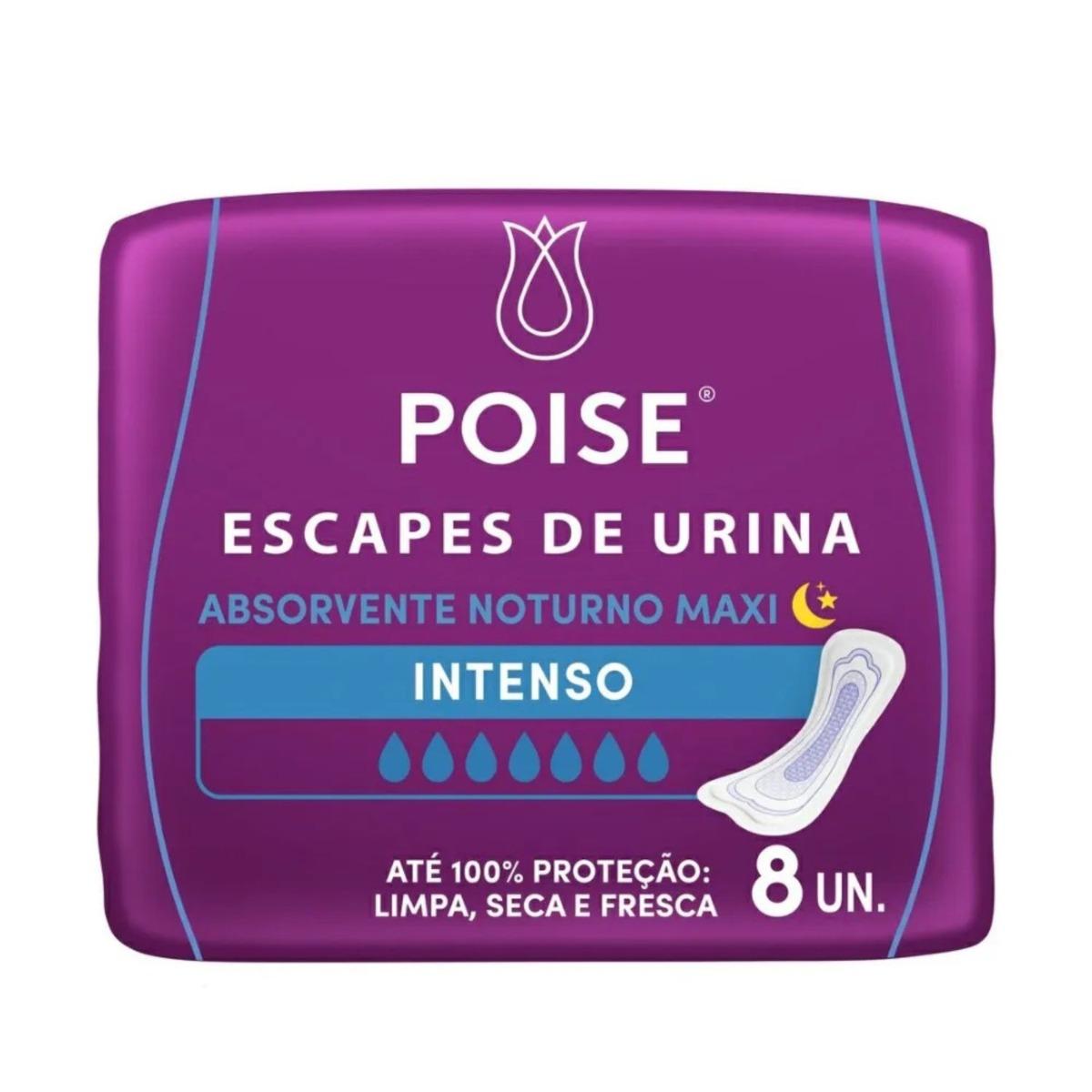 Absorvente Poise Sem Abas Noturno Intenso Com 8 Unidades - 1