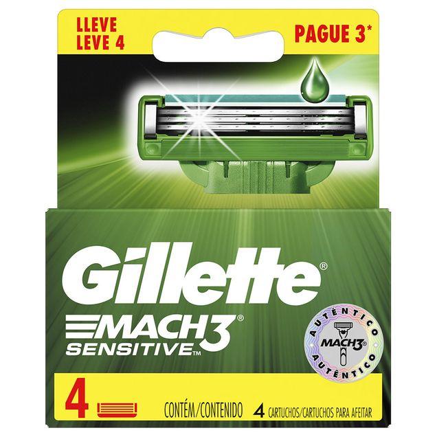 CARGA PARA APARELHO DE BARBEAR GILLETTE MACH3 SENSITIVE 4 UNIDADES - 1