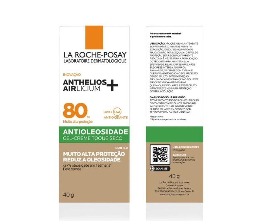 Protetor Solar com La Roche-Posay Anthelios Airlicium FPS80 Cor 3.0 40g - 1