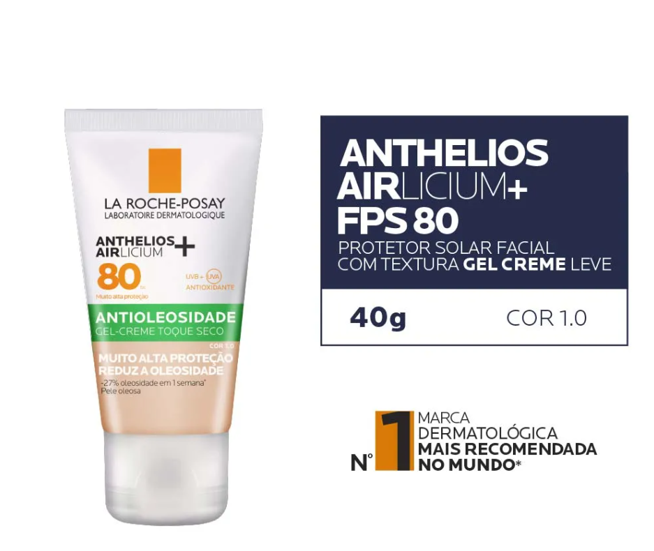 Protetor Solar La Roche-Posay Anthelios Airlicium FPS80 Cor 2.0 com 40g - 5