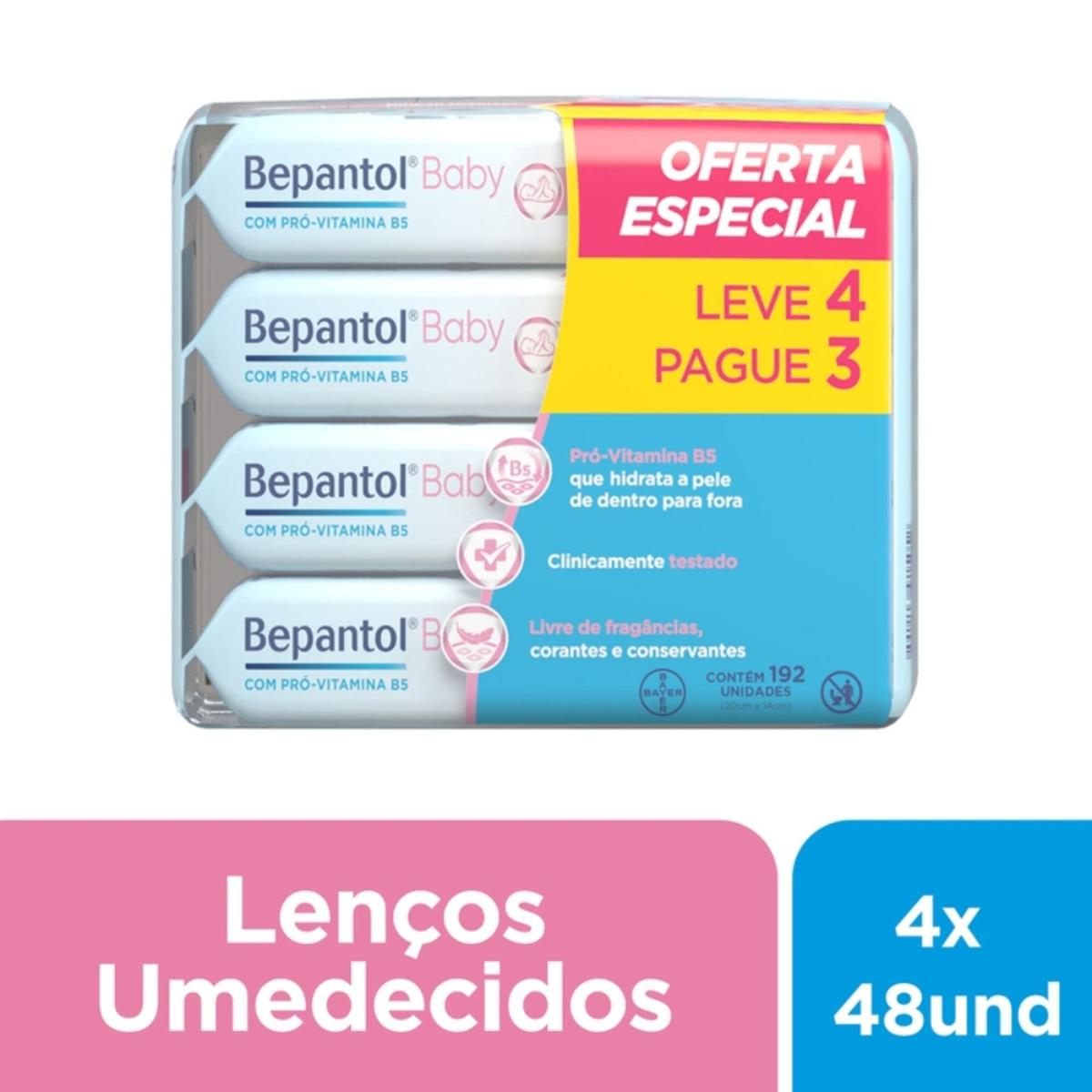 kit Lenço Umedecido Bepantol Baby 4 Pacotes 48 unidades - 2
