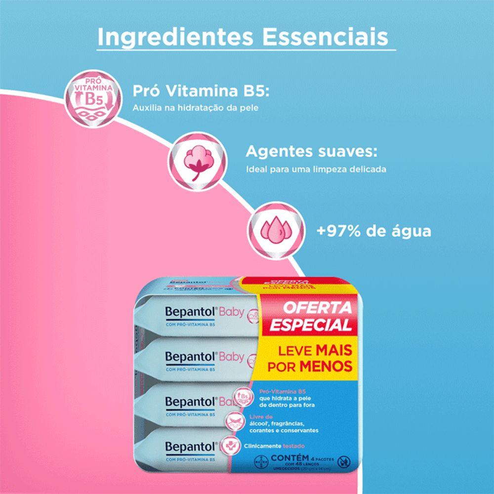 kit Lenço Umedecido Bepantol Baby 4 Pacotes 48 unidades - 3