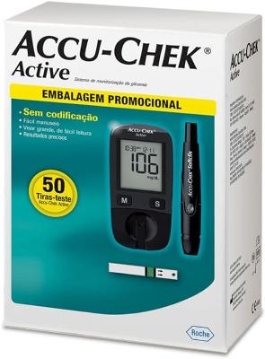 Medidor de glicose accu-chek active completo com 50 tiras