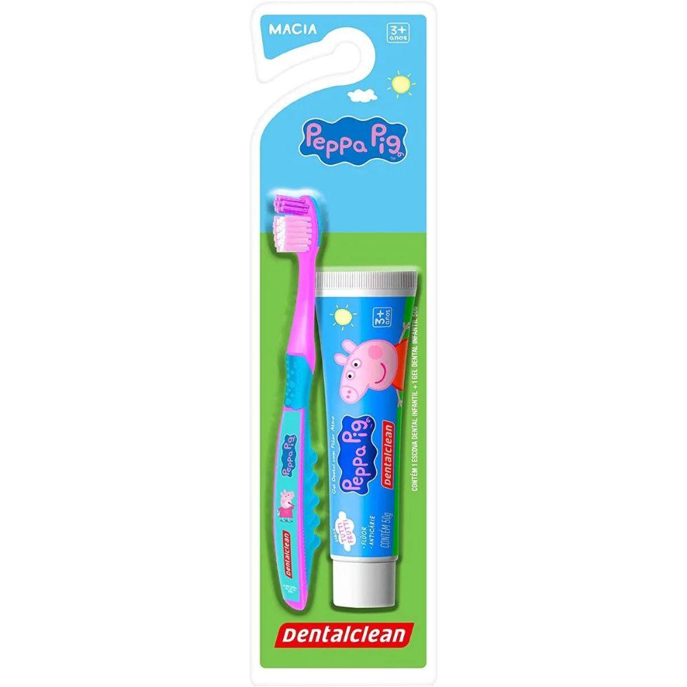 CREME DENTAL DENTALCLEAN INFANTIL PEPPA PIG 50G - SABOR TUTTI FRUTTI + ESCOVA DE DENTES COM CERDAS MACIAS - 1