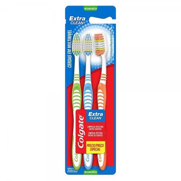 ESCOVA DENTAL COLGATE EXTRA CLEAN 3 UNIDADES - LEVE 3 PAGUE 2 - 1