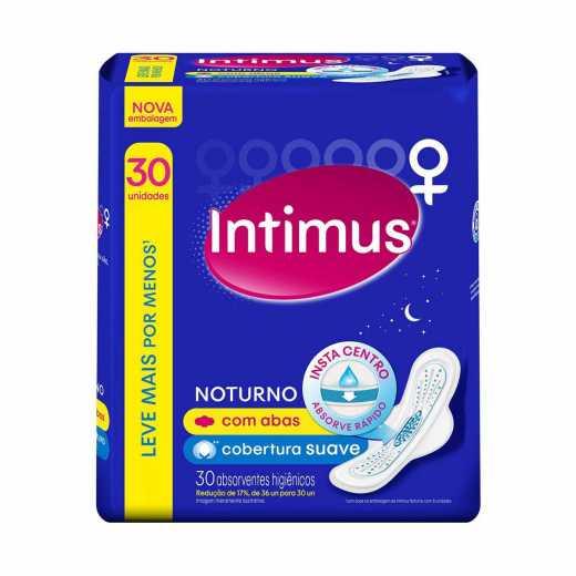 ABSORVENTE INTIMUS NOTURNO COBERTURA SUAVE COM ABAS 30 UNIDADES - 1