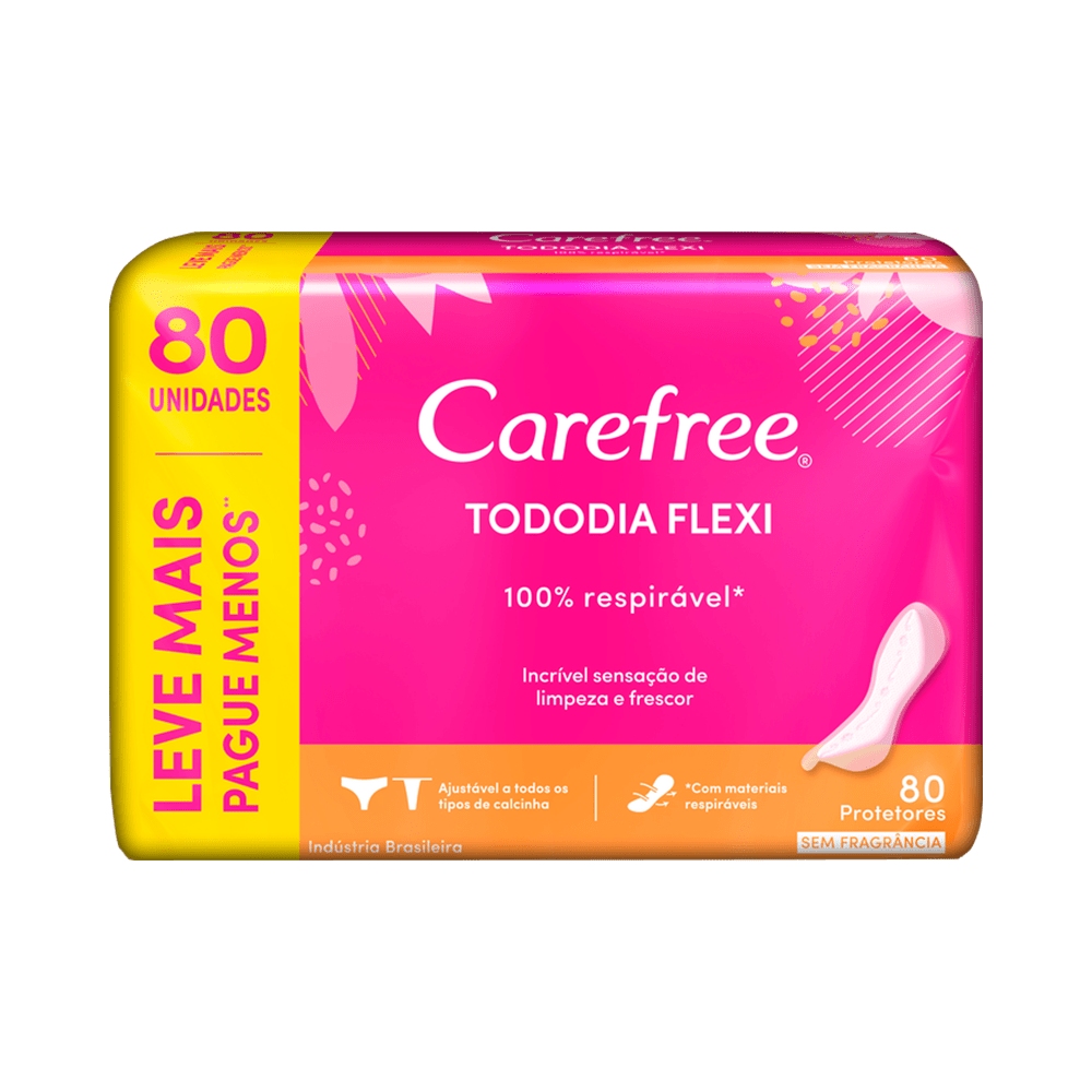 PROTETOR DIÁRIO CAREFREE TODODIA FLEXI SEM PERFUME PAGUE 60 E LEVE 80 UNIDADES - 1