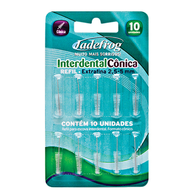 REFIL DE ESCOVA INTERDENTAL JADEFROG CÔNICA EXTRAFINA 10 UNIDADES