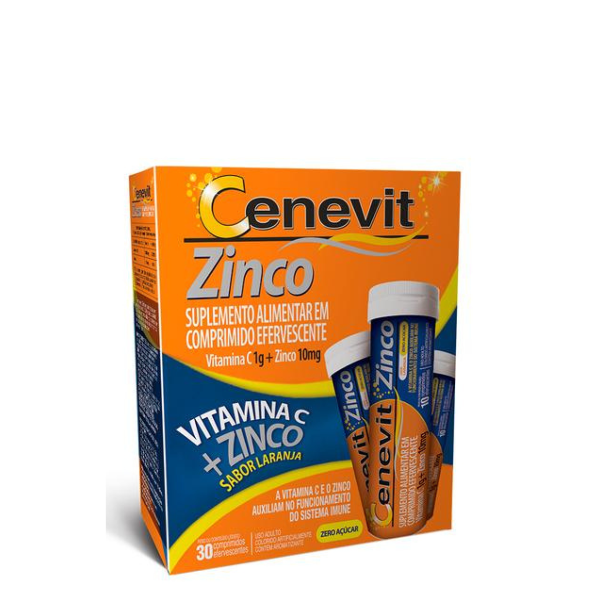 Vitamina C Cenevit Zinco 1g + 10mg Laranja com 30 comprimidos - 1
