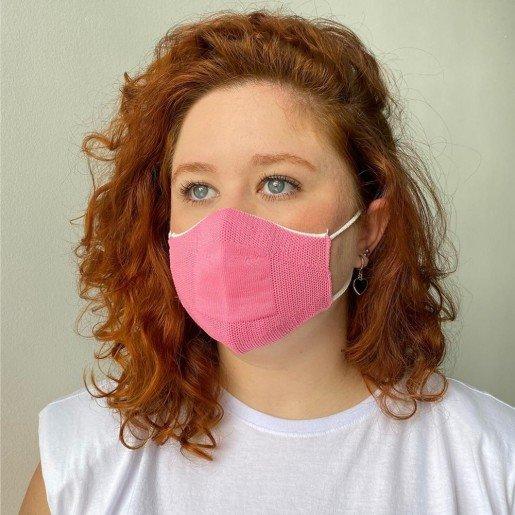 MÁSCARA ANATÔMICA FEMININA DESENCANA DUPLA CAMADA ROSA CHICLETE - 1