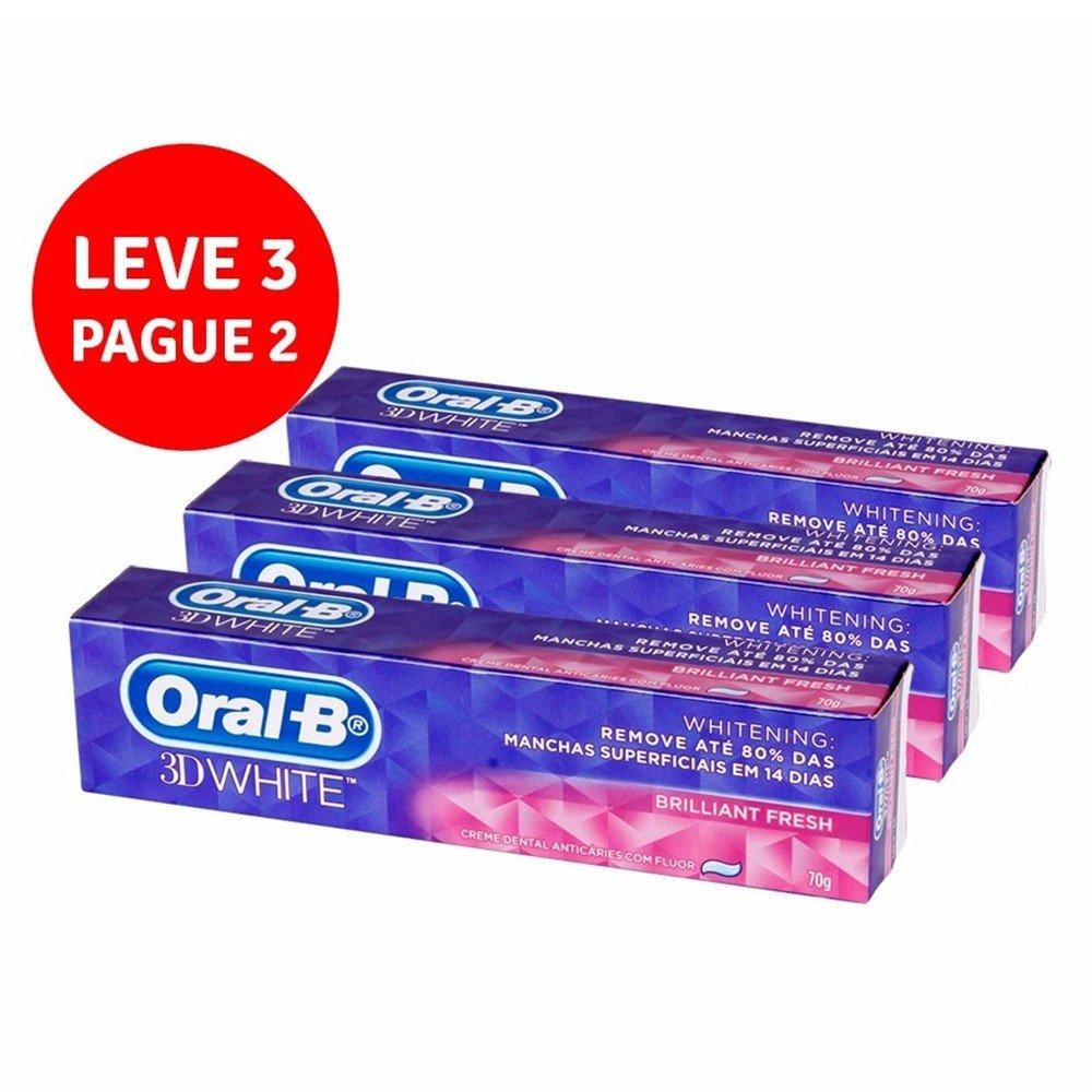CREME DENTAL ORAL-B 3D WHITE PAGUE 2 E LEVE 3 UNIDADES 70G - 2