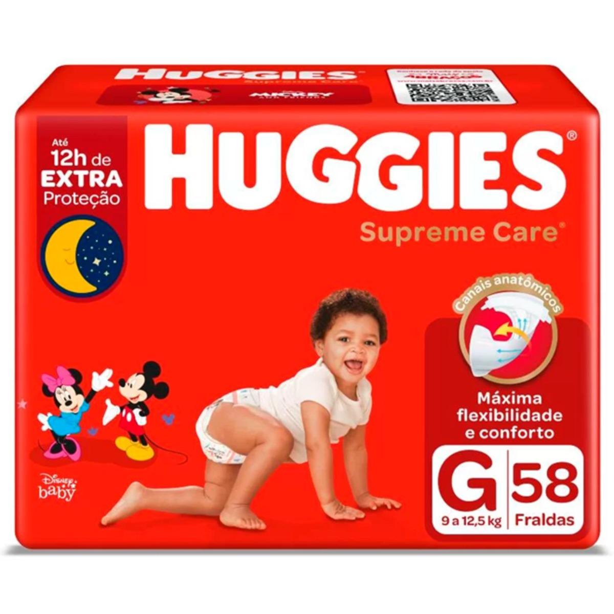Fraldas Huggies Supreme Care Hiper G Com 58 Unidades - 1