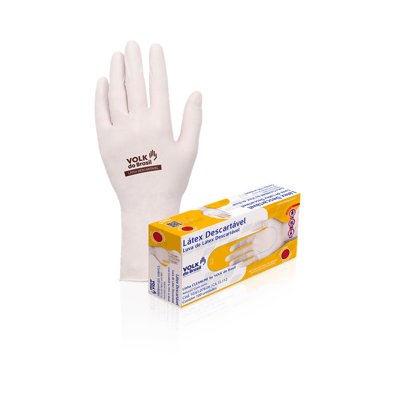 Luva de Latex Volk PP com 100 Unidades - 1