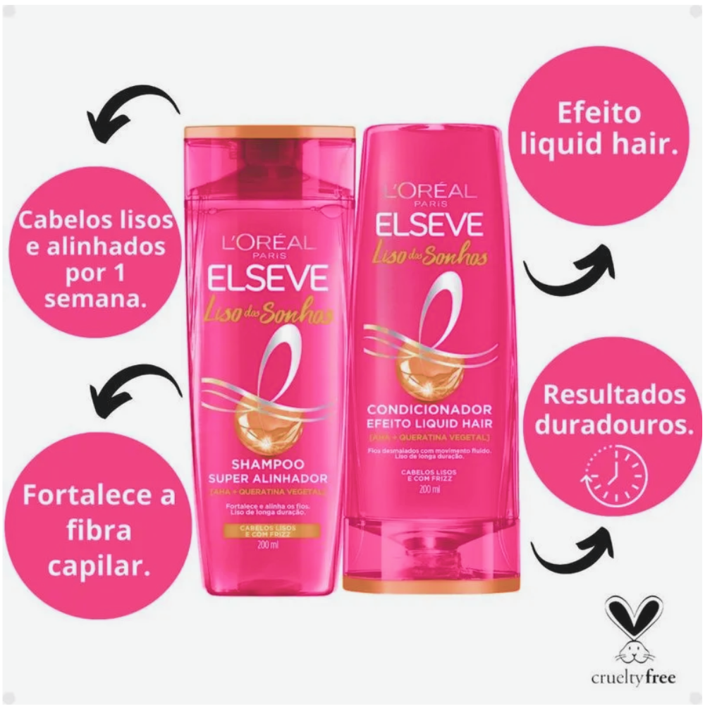 Kit Elseve Shampoo 375ml + Condicionador 170ml Liso dos Sonhos - 3
