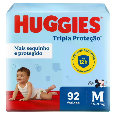 Fralda Huggies Tripla Proteção Disney Baby M 92 unidades