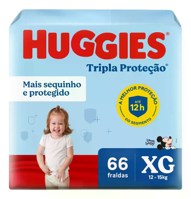 Fralda Infantil Huggies Tripla Proteção XG 66 unidades