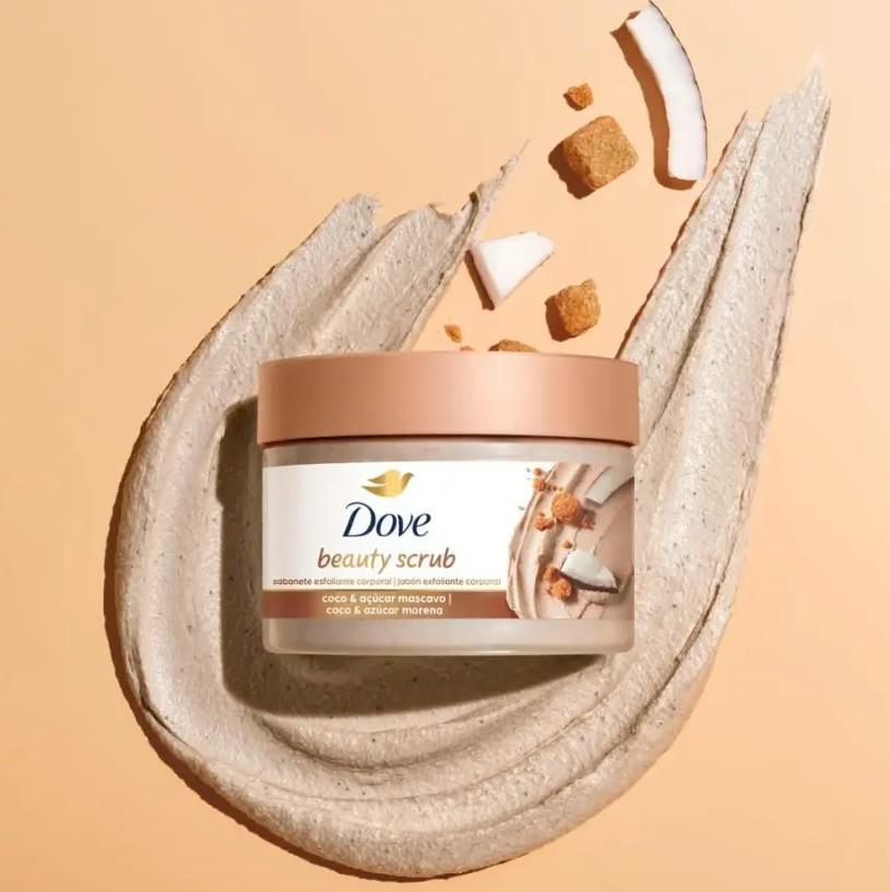 SABONETE ESFOLIANTE COCO & AÇUCAR MASCAVO DOVE BEAUTY SCRUB POTE 280G - 4
