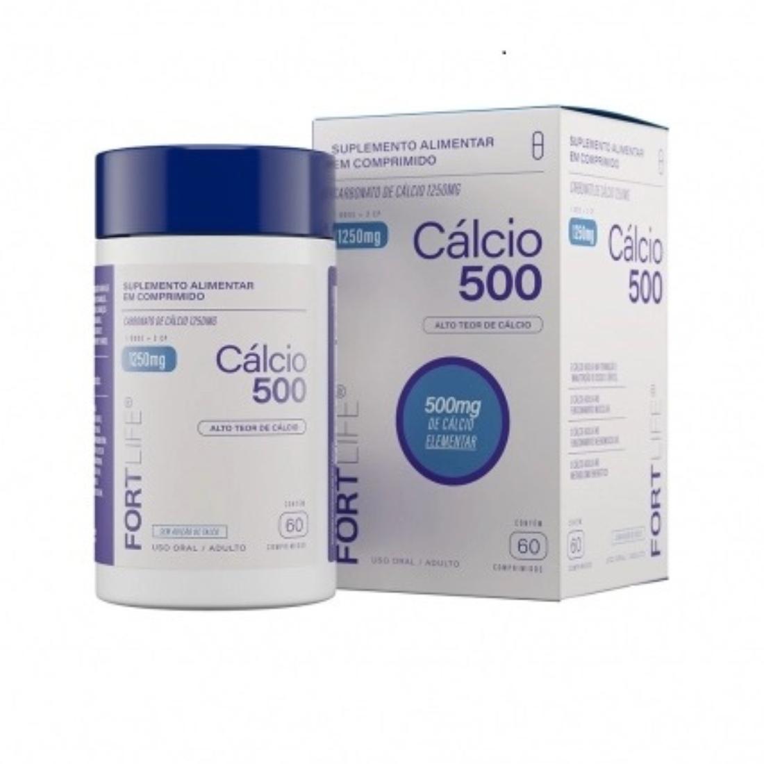 Carbonato de Cálcio 500mg 60 Comprimidos Fortlife - 1