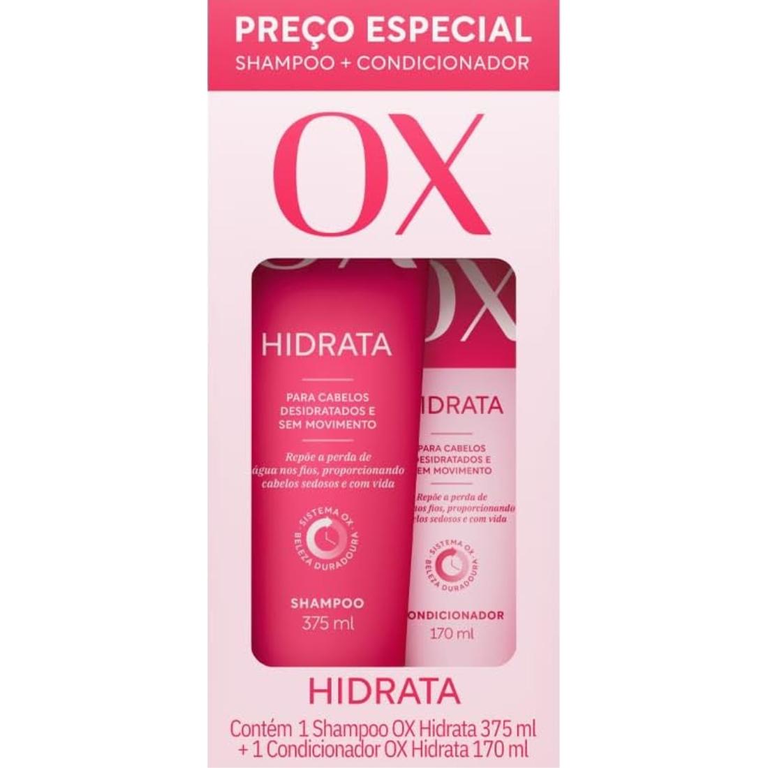 Kit Shampoo 375 ml + Condicionador 170 ml OX Hidrata - 1