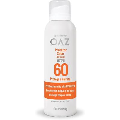 OAZ Protetor Solar Aerossol FPS60 200ml – Alta Proteção UVA/UVB