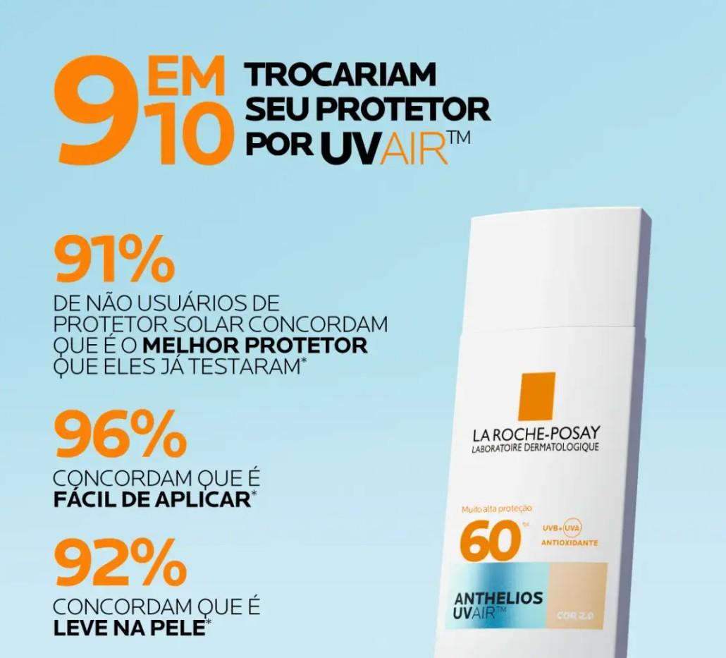 Protetor Solar Facial La Roche-Posay Anthelios UVAir FPS 60 Cor 4.0 com 45ml - 4