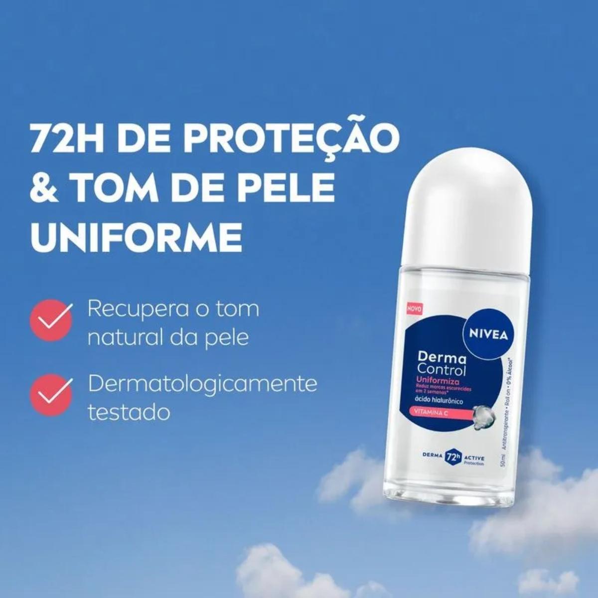 Desodorante Antitranspirante Roll-On Nivea Derma Control Uniformiza Feminino 72h 50ml - 5