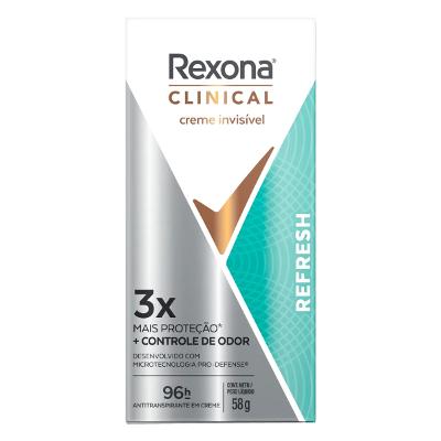 Desodorante Antitranspirante Creme Rexona Clinical Refresh 96h 58g