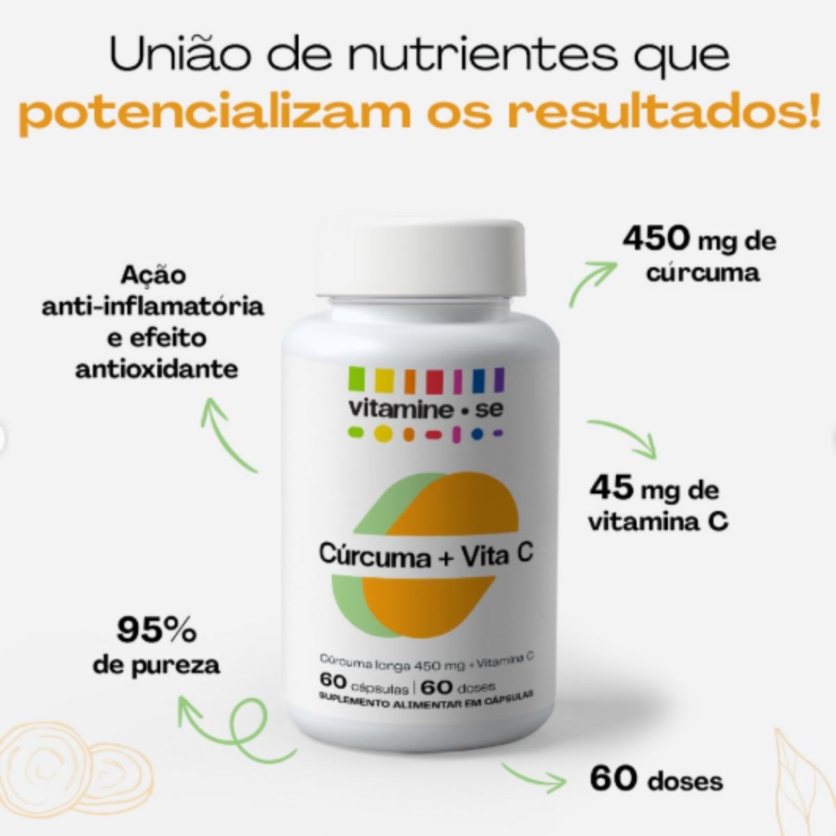 Suplemento Vitamina C + Cúrcuma Vitamine-se c/60 Cápsulas - 3