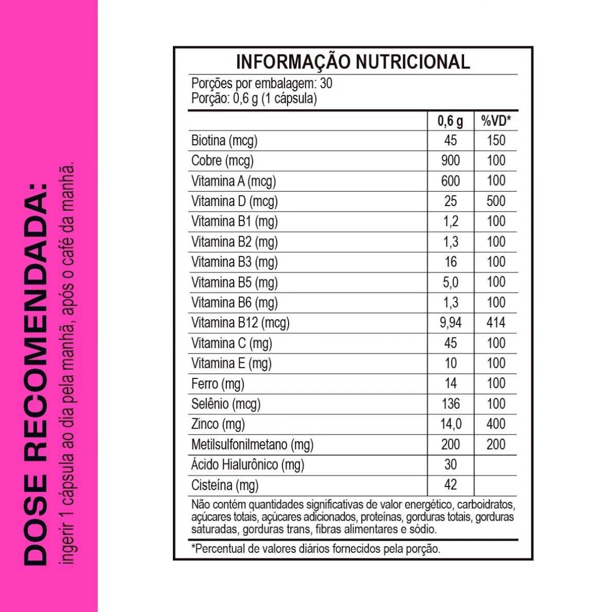 Polivitamínico Vitamine-se Quero Beleza para Cabelos, Pele e Unhas c/30 cápsulas - 4
