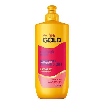 Creme para Pentear 3 em 1 Niely Gold Reconstrução Potente 250ml