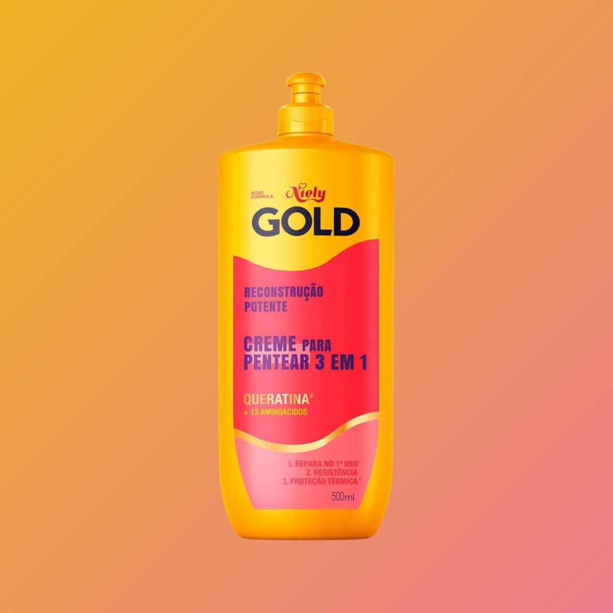 Creme para Pentear 3 em 1 Niely Gold Reconstrução Potente 500ml - 2
