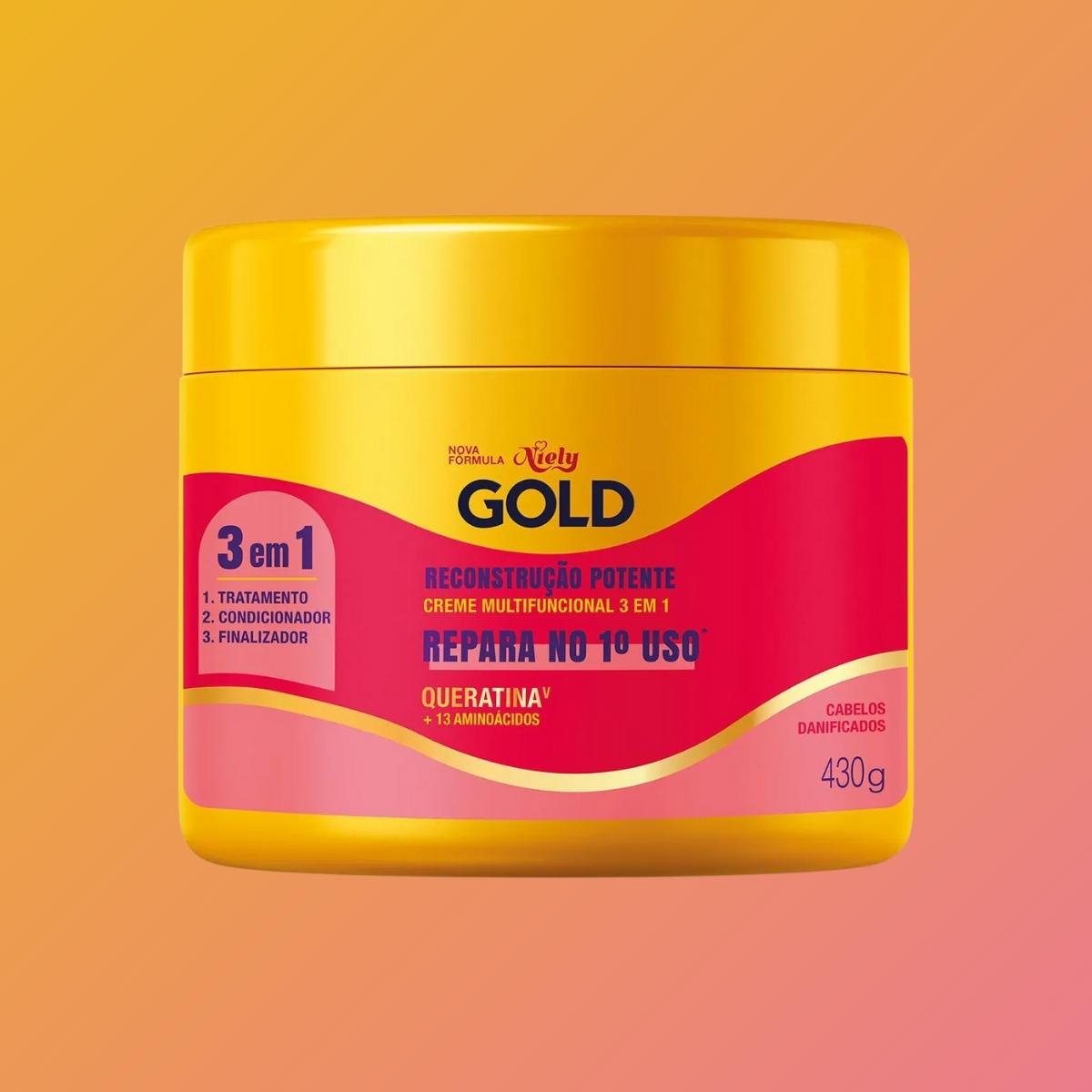 Creme de Tratamento Multifuncional 3 em 1 Niely Gold Reconstrução Potente 430ml - 2