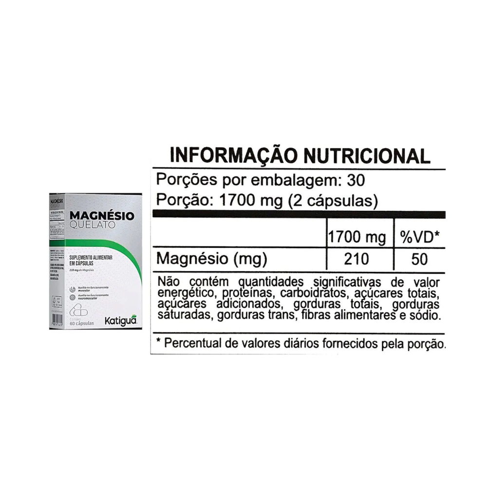 Suplemento Magnésio Quelato 210mg 60Capsulas - Katigua - 2