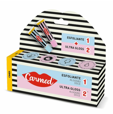 Kit Carmed SOS Lábios Esfoliante + Ultra Gloss Algodão Doce 2×10 g