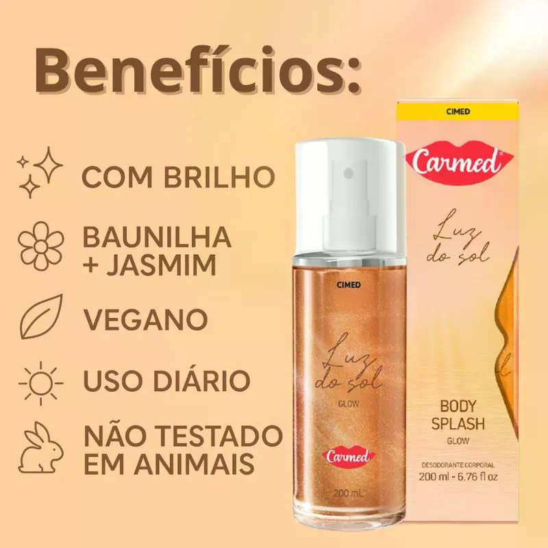Body Splash Carmed Luz do Sol Glow - 200ml - 5