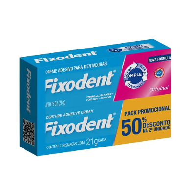 Creme Adesivo para Dentaduras Fixodent Original Pack Promocional 2und