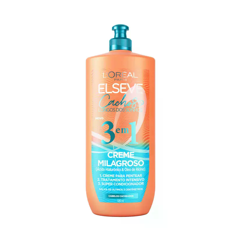 CREME MILAGROSO 3 EM 1 ELSEVE CACHOS LONGOS DOS SONHOS 500ML - 1
