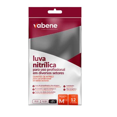 Luva de Nitrilo Preta c/12 unidades - Vabene