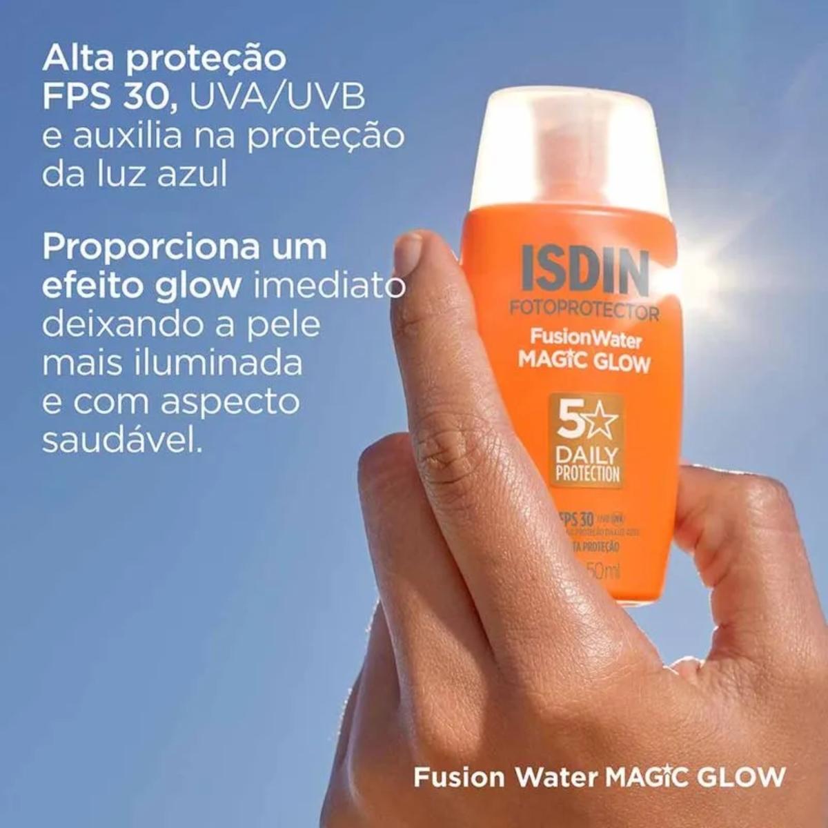 Protetor Solar Facial Isdin Fusion Water Magic Glow FPS 30 - 50ml - 4
